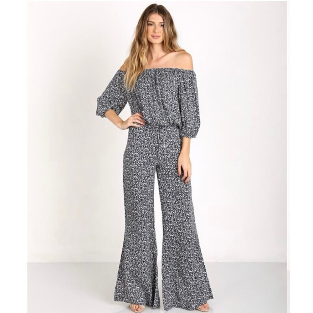 FAITHFUL THE BRAND Women's Size Small Urban Jumpsuit Flare Leg Winter Tales Navy - Picture 4 of 16